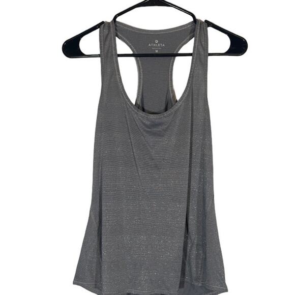 Athleta Gray Athletic Workout Running Casual Racerback Tank Top Women Sz M - Picture 1 of 7